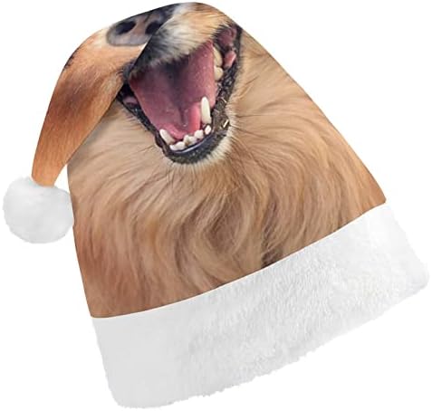 Capinho de cachorro pomeraniano chapéu de natal travesso e lindos chapéus de Papai Noel com borda de pelúcia e decoração