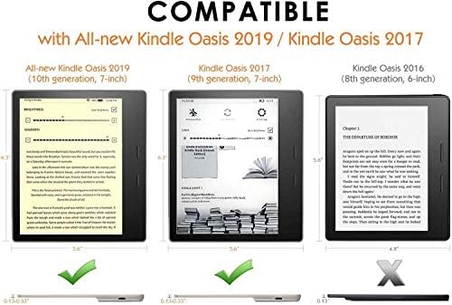 Boutique Kindle Oasis Oasis Caso de couro PU segura para a água sólida, apenas oásis do Kindle de 7 ”de 7”, ouro tirano