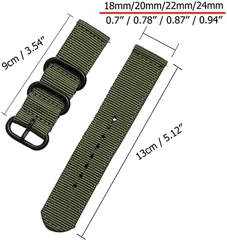 CNYMANY 20mm 22mm 18mm 24mm Banda de relógio balística universal, canvas de nylon Tercela laca de lixeira de pulseira de