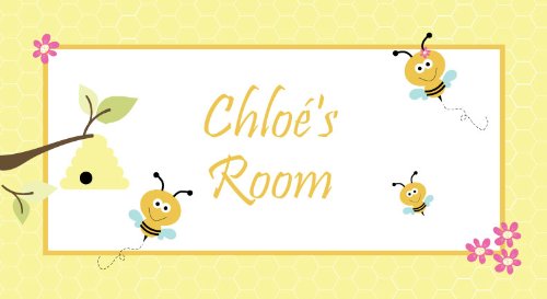 Bumble Bee Porta Sign Placa Bedroom Arte da parede, Bumblebee Amarelo Placa de placa personalizada da porta, berçário