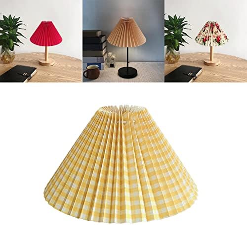 Fenteer estilo coreano plissou plissous e27 luminária de tecido tampa de tampa de pano de pano em pé para o escritório de hotel reposição de lâmpada de chão, grade amarela