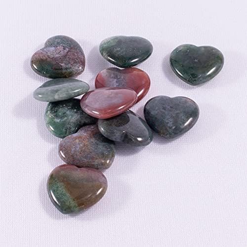 ANCAC 10PC Green Índia Agates forma de coração Cristal chakra cura pedra geme pedras pendente reiki minerais artesanais artesanato de joias -