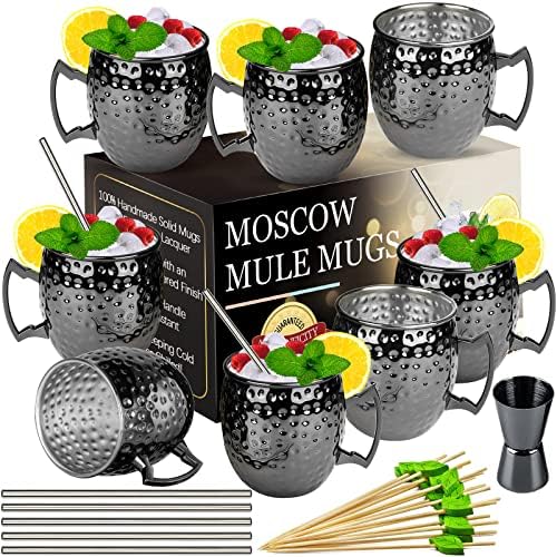 Linall Moscow Mule Canecas- Conjunto de 8 canecas de aço inoxidável de aço inoxidável