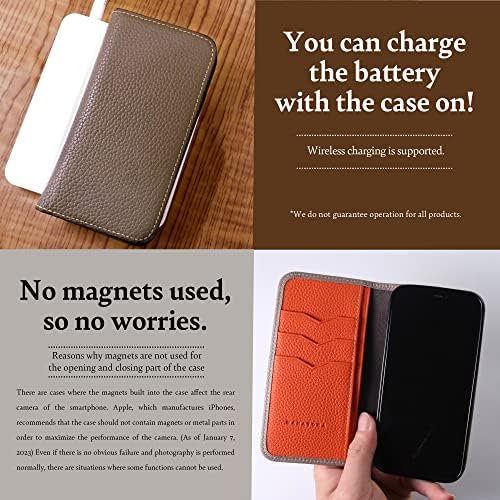 Hanatora] iphone13pro flip capa com suporte de cartão genuíno capa de telefone de couro elegante estojo sem ímãs para homens homens