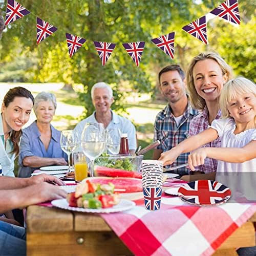 Guanglu British Coronation Party Supplies - Union Jack Tableware Set With Balloons, 2023 King Charles III Party de