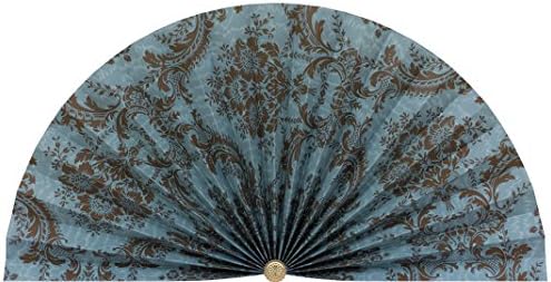 Fã decorativo de pregas elegante, tela de lareira ou parede exagerada - L501 - Cadete Greyish Aqua Blue com Padrão Floral de Thistle