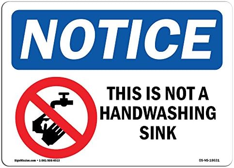 Sinal de aviso de OSHA - este não é um sinal de pia de lavagem das mãos com símbolo | Decalque da etiqueta de vinil
