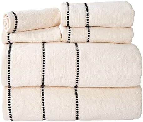 Conjunto de toalhas de algodão de luxo- seco rápido, torção zero e conjunto de 6 peças macias com 2 toalhas de banho, 2 toalhas
