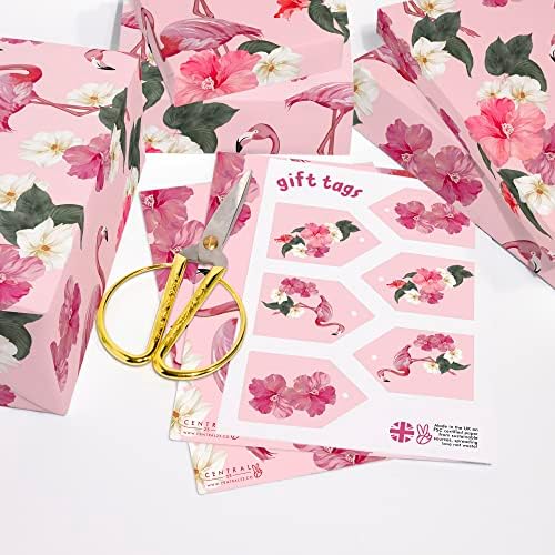 Papel de embrulho de flamingo Central 23 - 6 folhas Pink Gift embrulhando - papel de embrulho flora