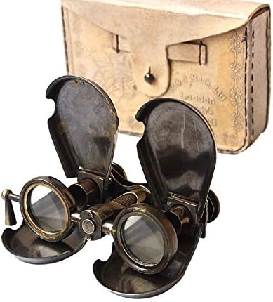 colecioniblesbuy náutial preto antiguidade 1857 Londres Binocular Leather Case com luxo vintage Combinamento de bronze