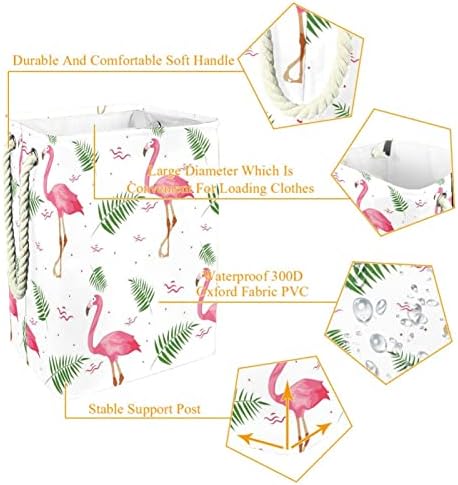 Rosa Flamingo Padrão de verão Sacos de armazenamento de cesta de cesta de forro embutido com suportes destacáveis ​​cesto