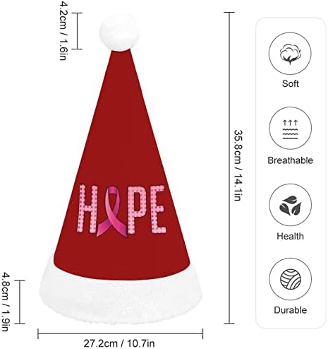 Consciência do câncer de mama Hope Hat Christmas Hat Soft Pray Santa Bap Funny Beanie para a Festa Festiva do Ano Novo de Natal