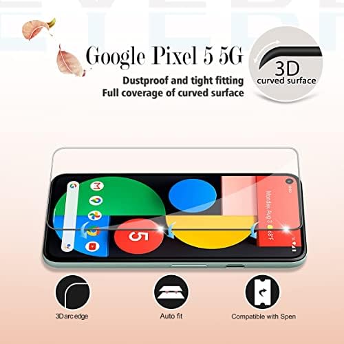 Google Pixel 5 Protetor de tela + Protetores de lentes da câmera por Yeyebf, [2 + 2 pacote] Protetor de tela de vidro