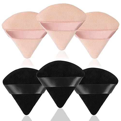 6 PCS Triangle Poff Buff, Makeup Puff para pó facial, esponjas de triângulo de veludo para maquiagem, liquidificador