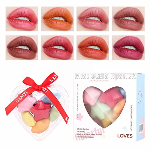 OUTFMVCH TAUPE Lipstick 8 Color Star Lipstick Conjunto de veludo Lipstick Box Makeup During Mapé não desaparece
