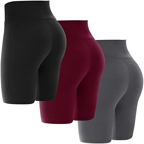 Gayhay 3 pacote shorts de motociclista para mulheres - 8 de altura de controle de barriga de controle