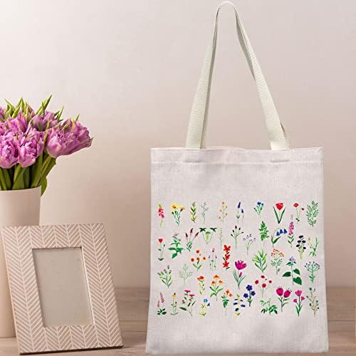 Bwwktop Wild Flower Canvas Bag bolsa de ombro de flores silvestres Bolsas de ombro floral Bolsas de mercearia floral reutilizáveis
