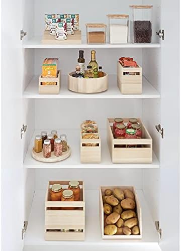 Idesign renovável Paulownia Wood Collection Storage Bin com alças, 10 x 5 x 4 , natural