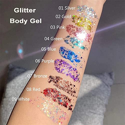 Gel de glitter corporal para mulheres e meninas, fácil de aplicar e remover, festival Glitter Glitter Eyeshadow Sereia