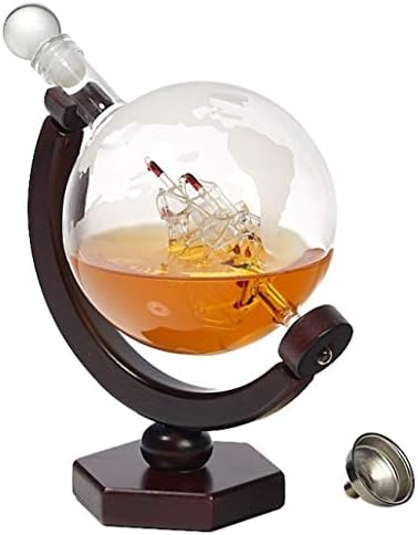 Whisky Decanter Globe Set - Decanter sem chumbo para uísque, vinho, coquetéis, licor, uísque, bourbon, vodka - 850ml.
