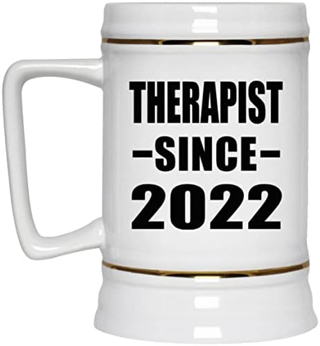 Projeto de terapeuta desde 2022, caneca de 22 onças de caneca de caneca de cerâmica com alça para freezer, presentes para aniversário