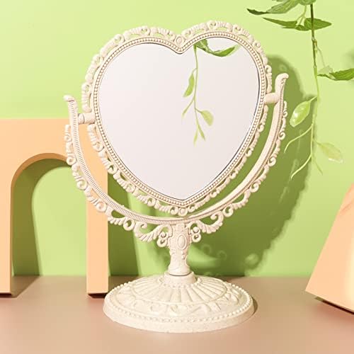 Espelho de maquiagem vintage com suporte para mesa, decoração da sala de espelho de vaidade, espelho dobrável de