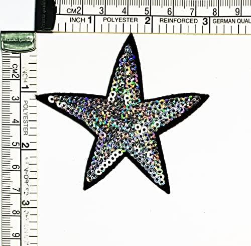 Kleenplus 3pcs. Silver lantejas estrelas estrelidades desenhos animados de ferro bordado em costura em crachá para jeans