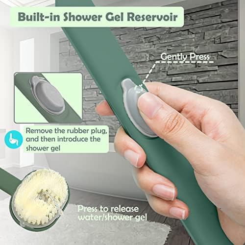 Escova de chuveiro de mão longa com cerdas macias, esfregar massage