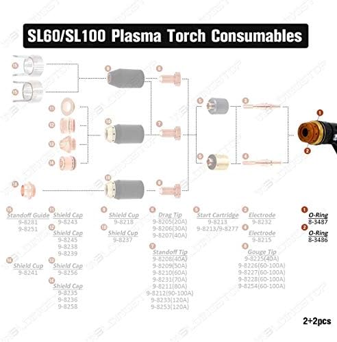 Weldingstop Plasma Cutting Torch Genuine Front e traseiro O-ring para dinâmico térmico SL60/SL100 REF 8-3487 e 8-3486