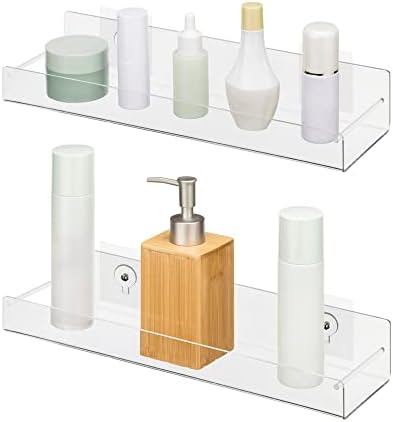 Prateleiras de chuveiro de acrílico de Navaris - Conjunto de 2 - Sem prateleiras de banheiro transparente de perfuração - prateleira