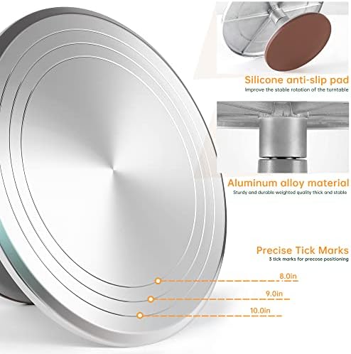 Só de decoração de bolo de alumínio redondo de 12 polegadas, bolo giratória, suporte de bolo rotativo, para bolo, doces e decorações