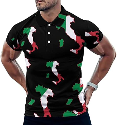 Itália Italy Map Italian Flag Men Golf Polo-Shirt Casual Manga curta Camiseta Classic Slim Fit Tee Tops