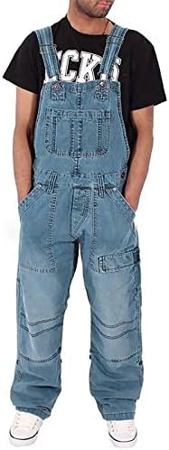 FR calça para homens versáteis de macacão masculino suspensórios de jeans masculinos de jeans de bolso multi -bolso M