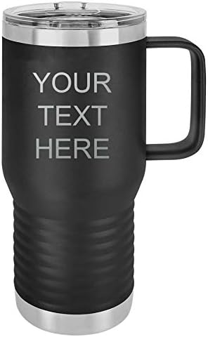 Personalizado Adicione seu texto personalizado isolado de 20 onças de aço inoxidável Tumbler Caneca de café, alça, tampa deslizante - personalizável