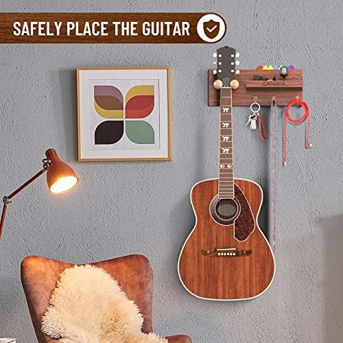 Cabide de montagem de parede de guitarra Cahaya com gancho de borracha cabide de parede de madeira com prateleira