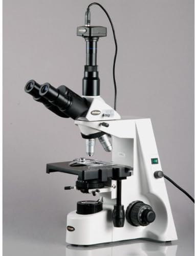 AMSCOPE T690C-PL-8M Microscópio de composto trinocular digital, ampliação de 40x-2500x, oculares super em campo de 40x-2500x, oculares
