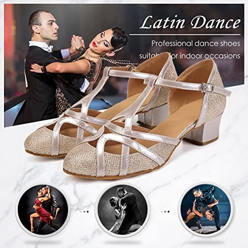 Dkzsyim Glitter Women Sapatos de dança latina fechados Salsa de salão de salão de tango Tango Sapatos de dança de
