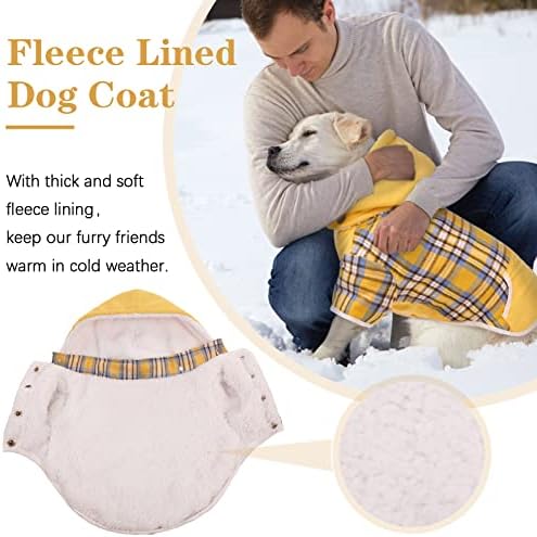 Casaco de cachorro casaco xadrez de clima frio com capuz, lã de lã de lã mais quente, capuz de cachorro, roupas de suéter para filho