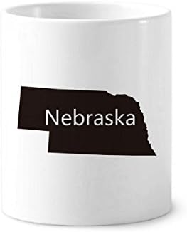 Nebraska America EUA mapa contorno de dentes de dentes caneta caneca de cerâmica stand stand copo