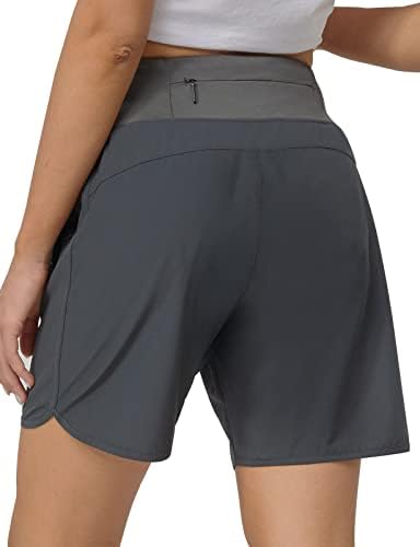 Shorts atléticos femininos de alwz-rdy de 7 shorts de corrida rápida com revestimento de malha traseiro zíper do bolso