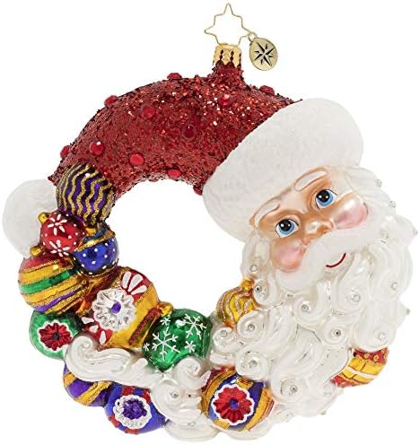 Christopher Radko, criado à mão, ornamento figurativo de Natal europeu de vidro, anel de delícias