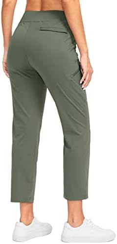 Calça de golfe feminina Santiny com 3 bolsos com zíper 7/8 calças de tornozelo de cintura alta para mulheres Trabalho de viagem