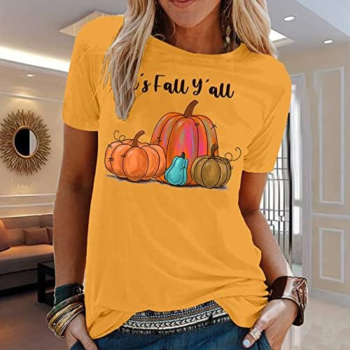 Camisa feminino de outono verão roupas curtas de manga curta fit fit Crewneck brunch gráfico de camiseta superior para