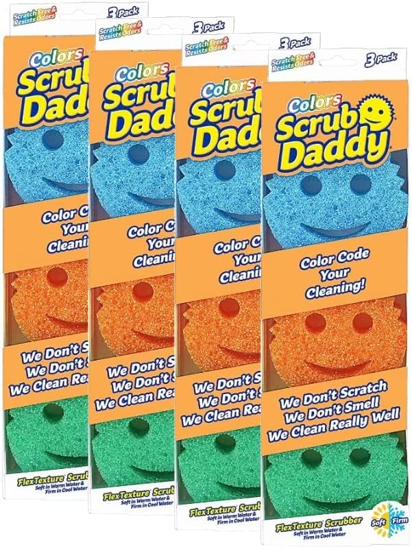 Scrub Daddy - Esponja de cor livre de arranhões com textura flexível 12 Total