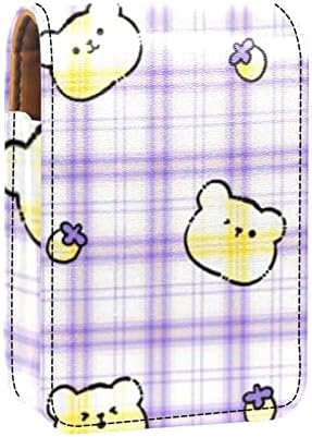 Caixa de batom Oryuekan com espelho bolsa de maquiagem portátil fofa, bolsa cosmética, desenho animado, adorável animal de urso