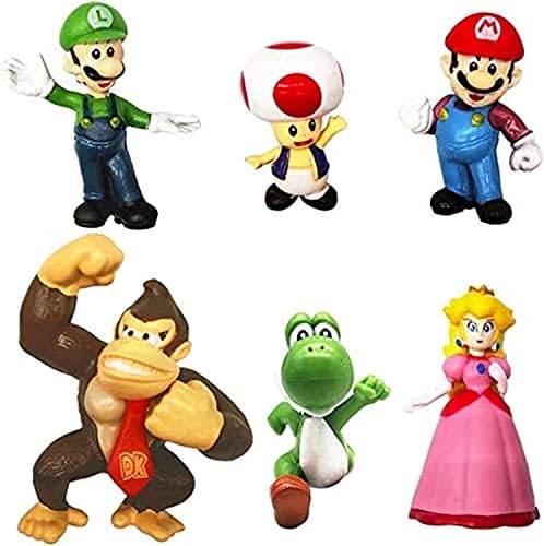 Defina Mario Toys Bros Super Mary Princess, Tartaruga, Cogumelo, Orangotango, Figuras de Ação, 2 polegadas （6 pacotes）