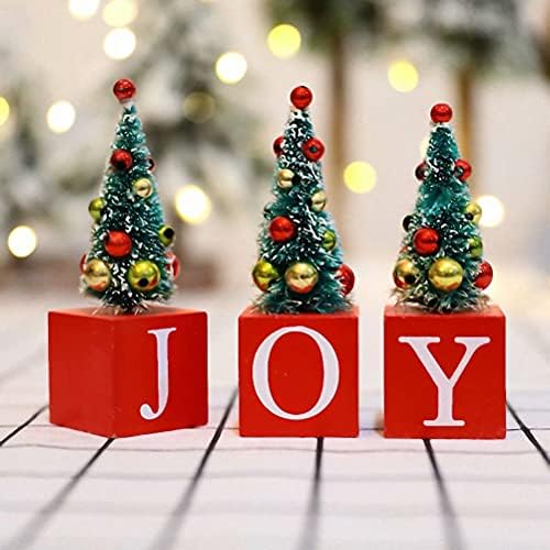 3pcs mesa de Natal árvore de madeira Alegria Mini árvore de Natal Decorações de Natal para enfeites de mesa ou desktop