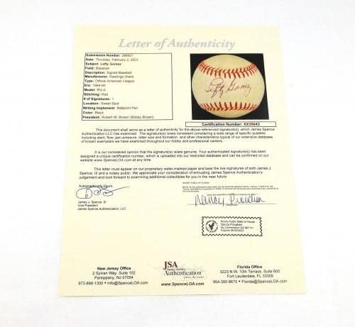 Lefty Gomez assinou o OAL Baseball JSA Auto - Bolalls autografados