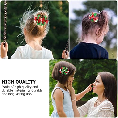 Veemoon 10 PCs Christmas Girls Pins Xmas Fashion Party Festy Clipes Kids Style Acessory Holiday Accesories Clip Women Bow Decorative Hairpin Baby Fantaspume Hair Winter Barrettes