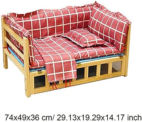 Cama de animais de estimação ZGWL Cama de madeira/casa de gato, cama de estimação a lenha de pinheiro, villa externa/externa